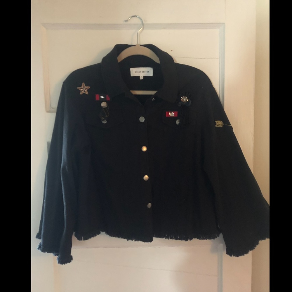 Guest Editor Cropped Black Denim Jacket